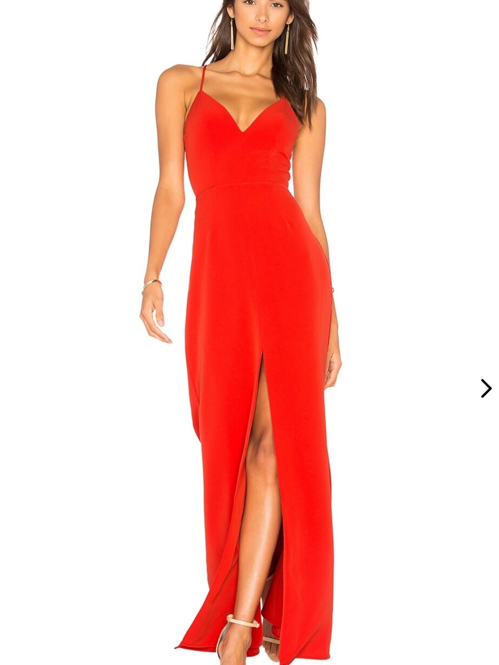 Lovers + Friends Helena Cherry Red  Maxi Dress with Front Slit Formal